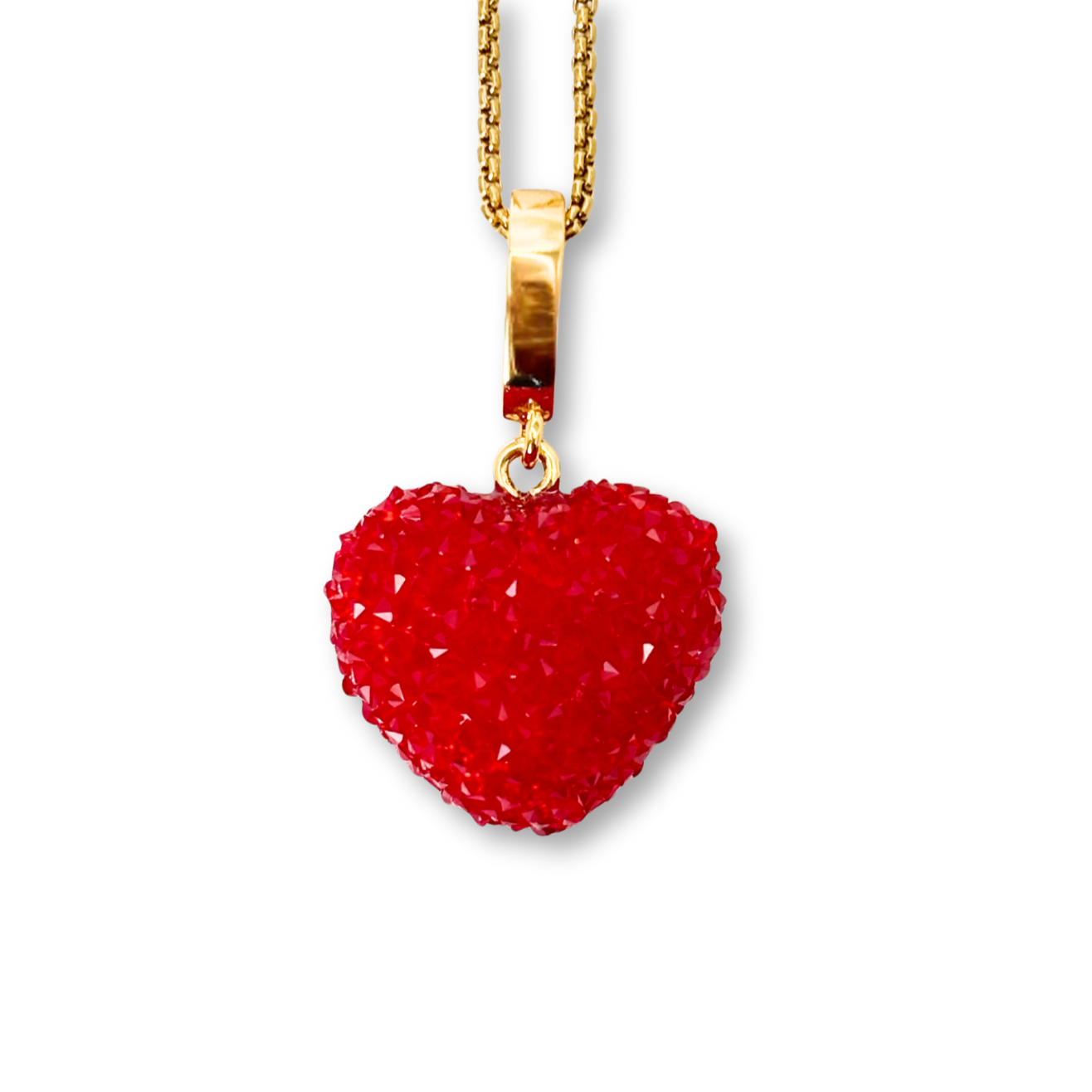 Jelly Heart Pendant with Chain in Red