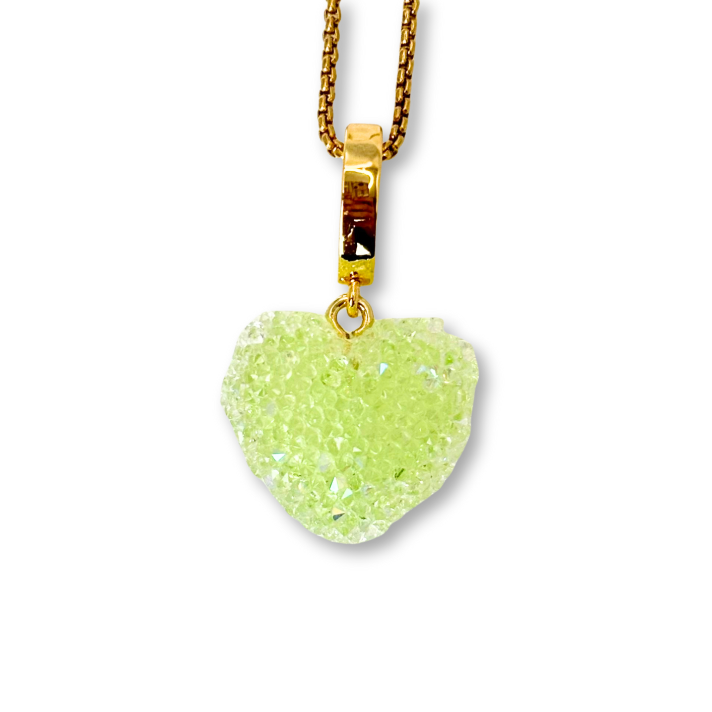 Jelly Heart Pendant with Chain in Lime Green