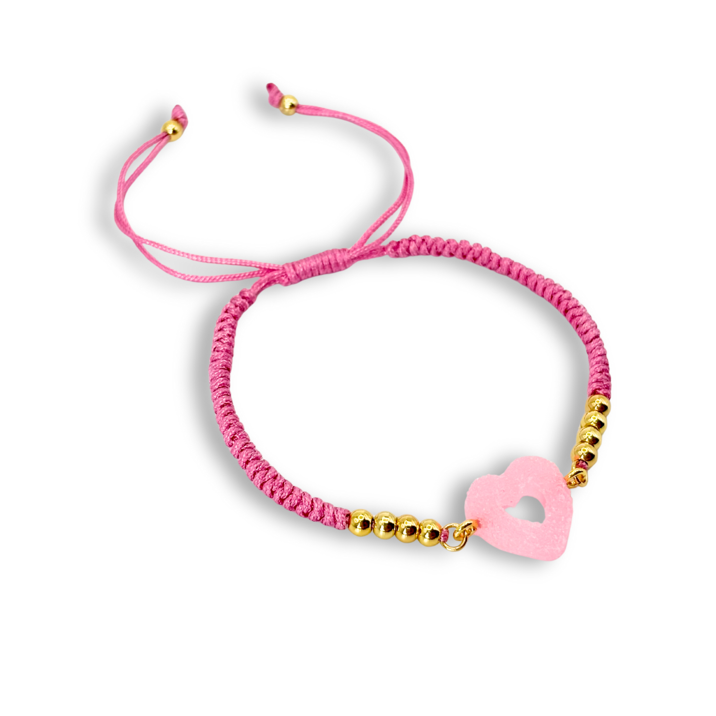 Sweetheart Macramé Bracelet in Bubblegum Pink