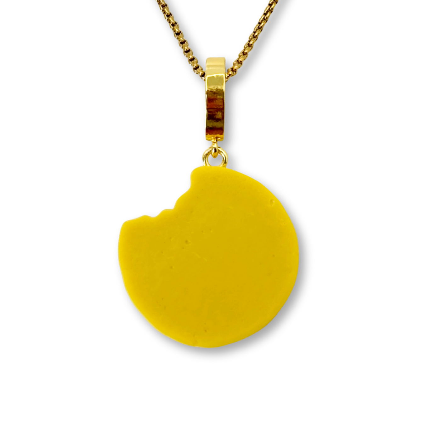 Nibbled Biscuit Pendant with Chain in Butterscotch Yellow