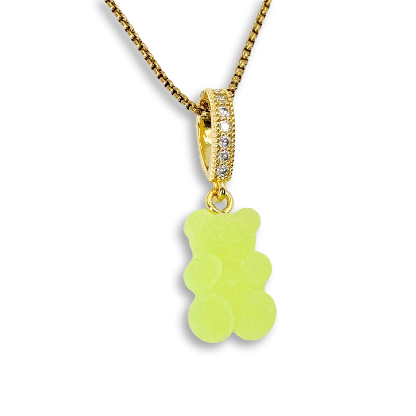 Gummy Bear Pendant with Chain, in Lime