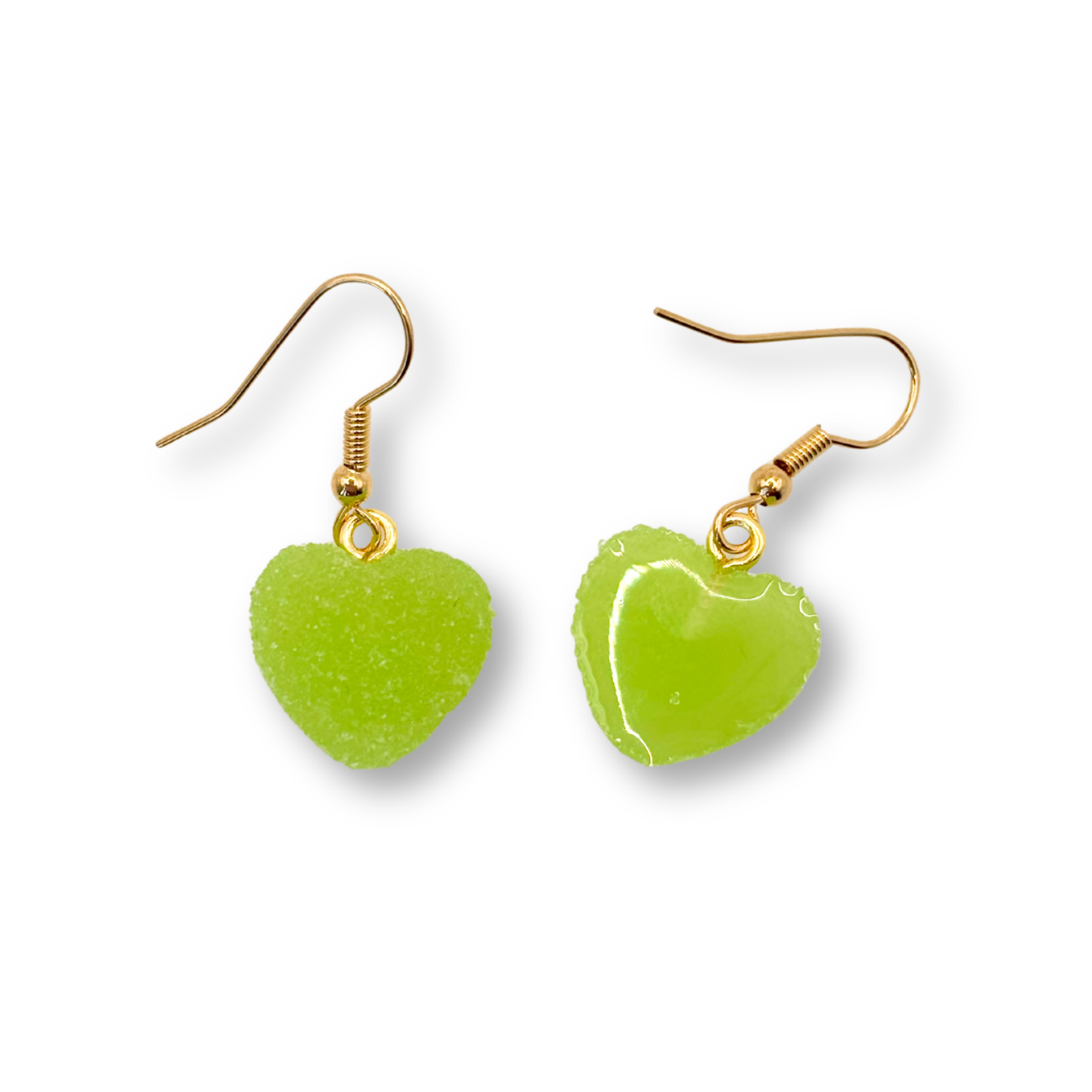 Sugar Heart Drop Earrings, in Green Apple