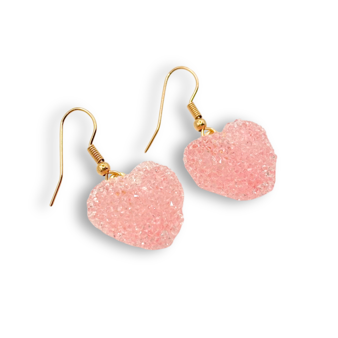 Jelly Heart Drop Earrings in Light Pink