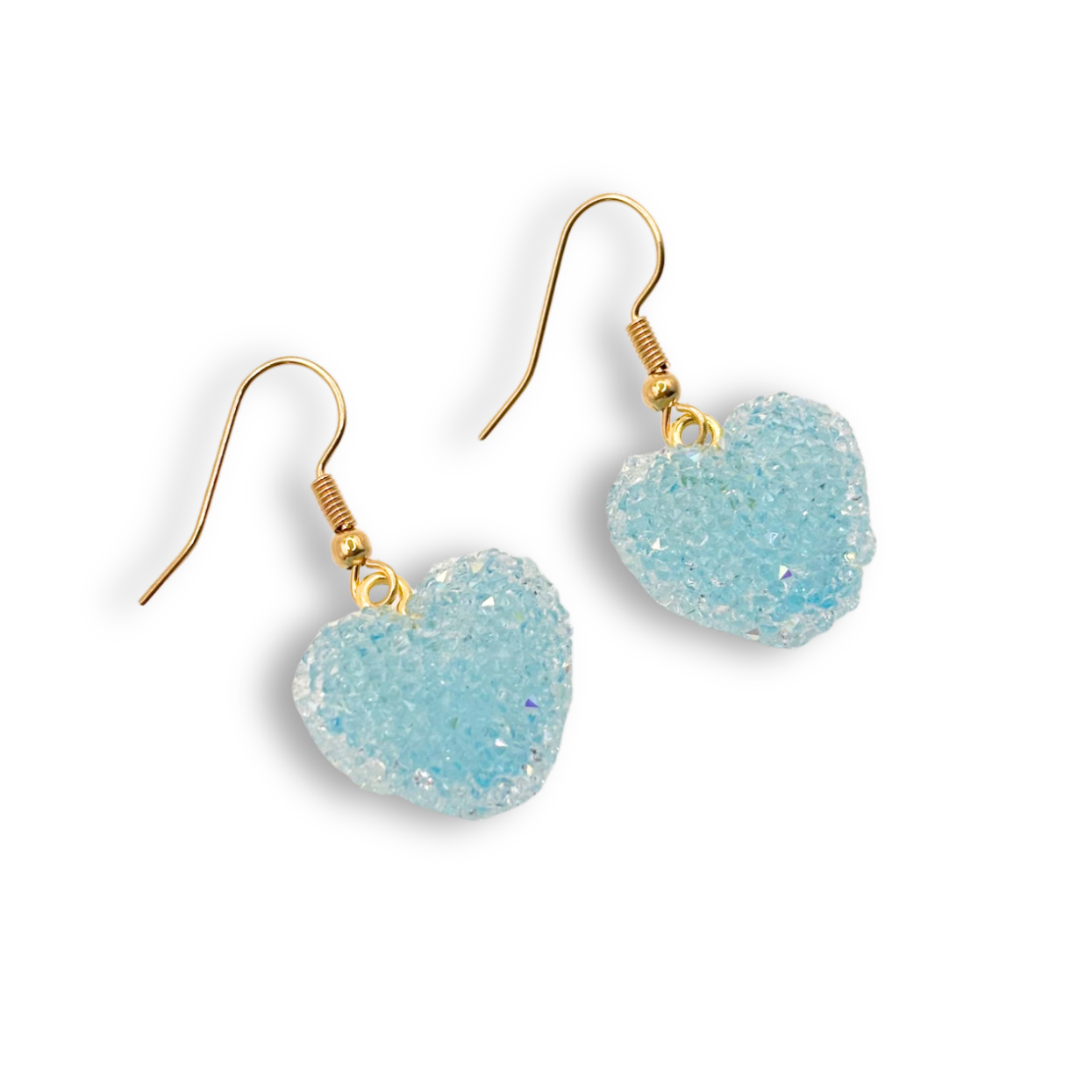 Jelly Heart Drop Earrings in Light Blue