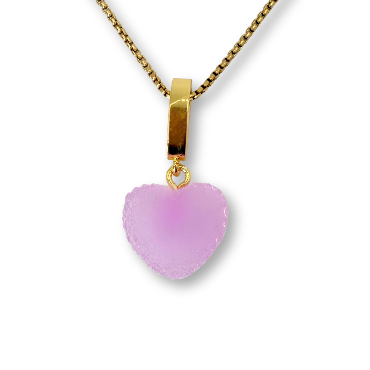 Sugar Heart Pendant with Chain, in Lavender.
