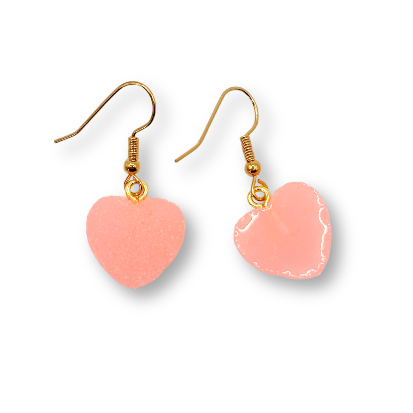 Sugar Heart Drop Earrings, in Powder Pink