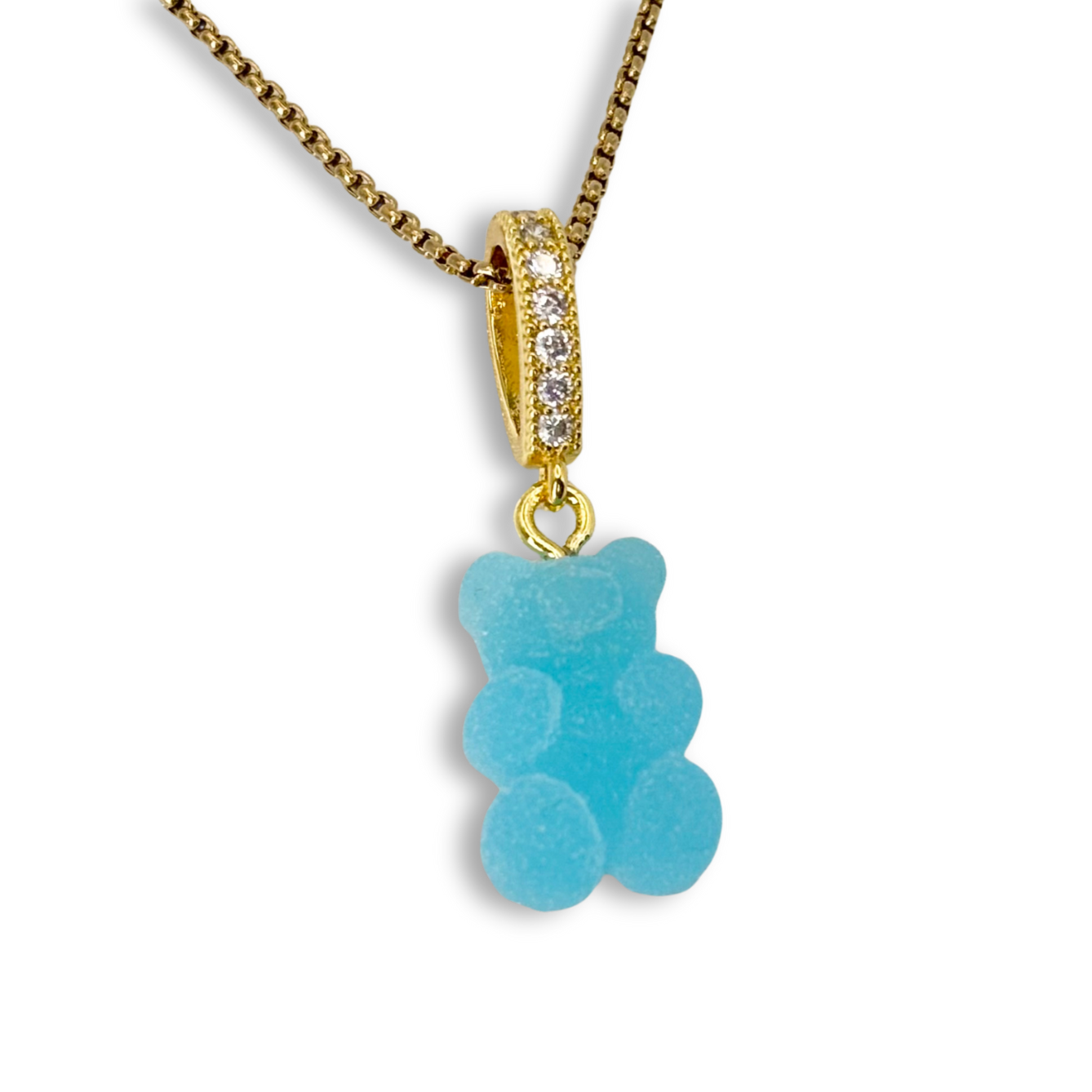 Gummy Bear Pendant with Chain in Bubblegum Blue