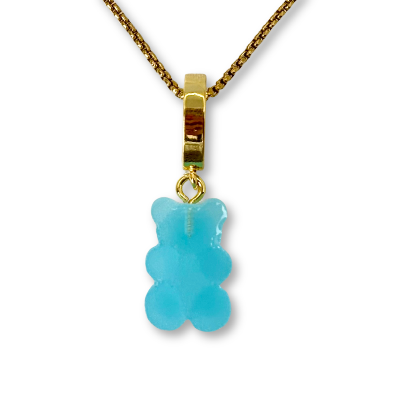 Gummy Bear Pendant with Chain in Bubblegum Blue