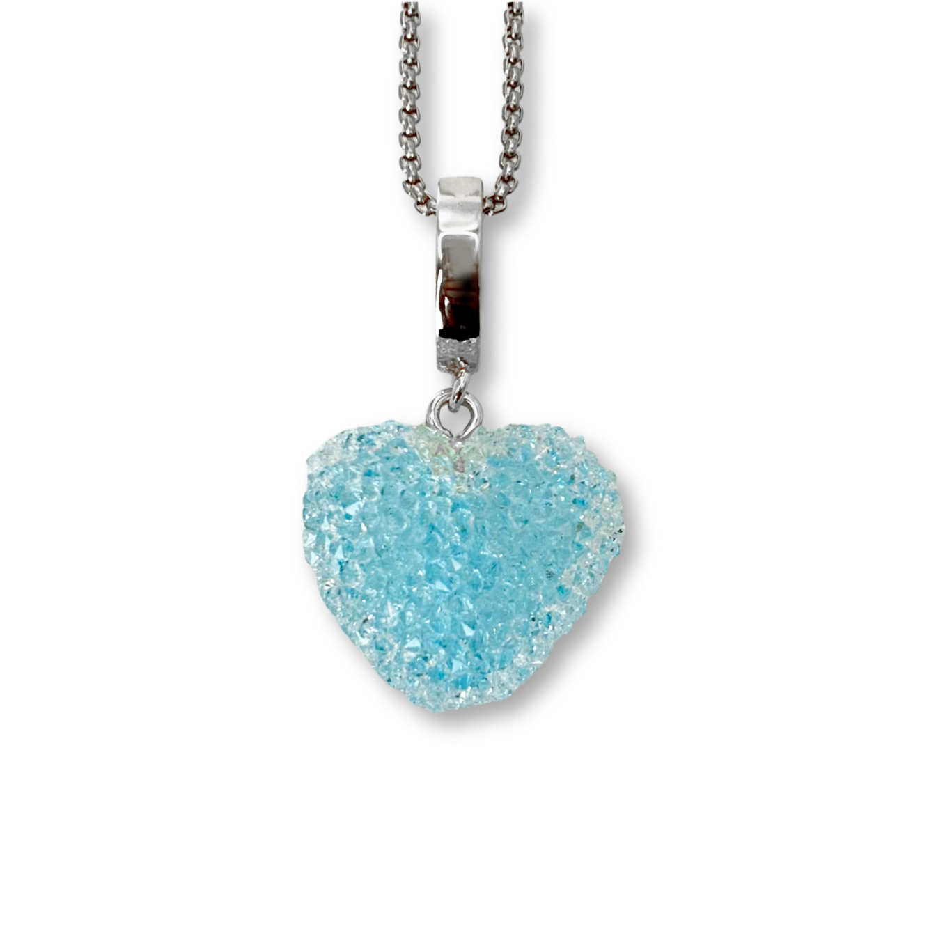 Jelly Heart Pendant with Chain in Light Blue