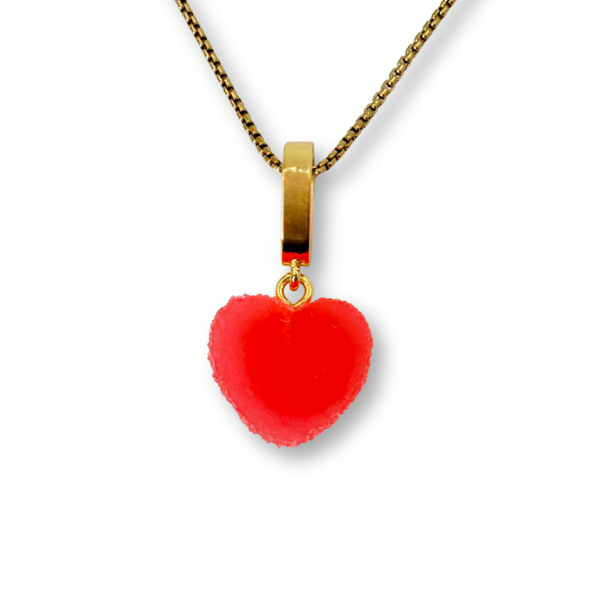 Sugar Heart Pendant with Chain, in Watermelon