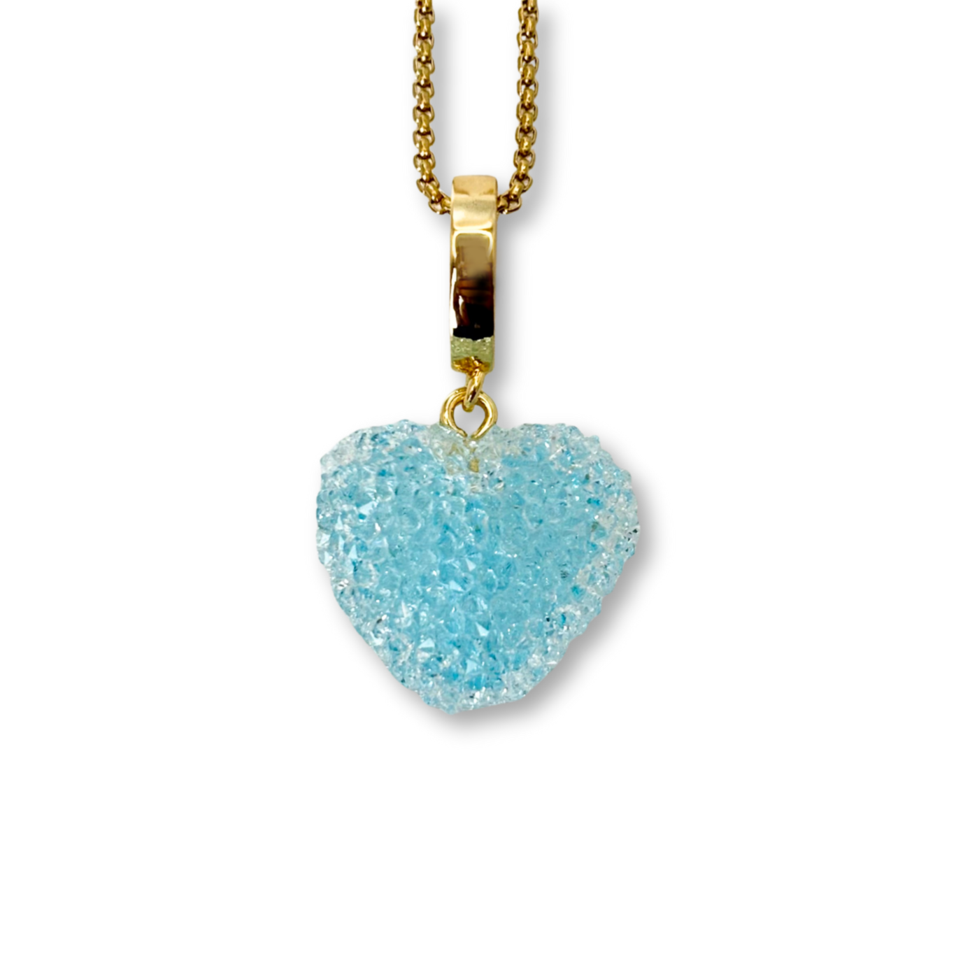 Jelly Heart Pendant with Chain in Light Blue