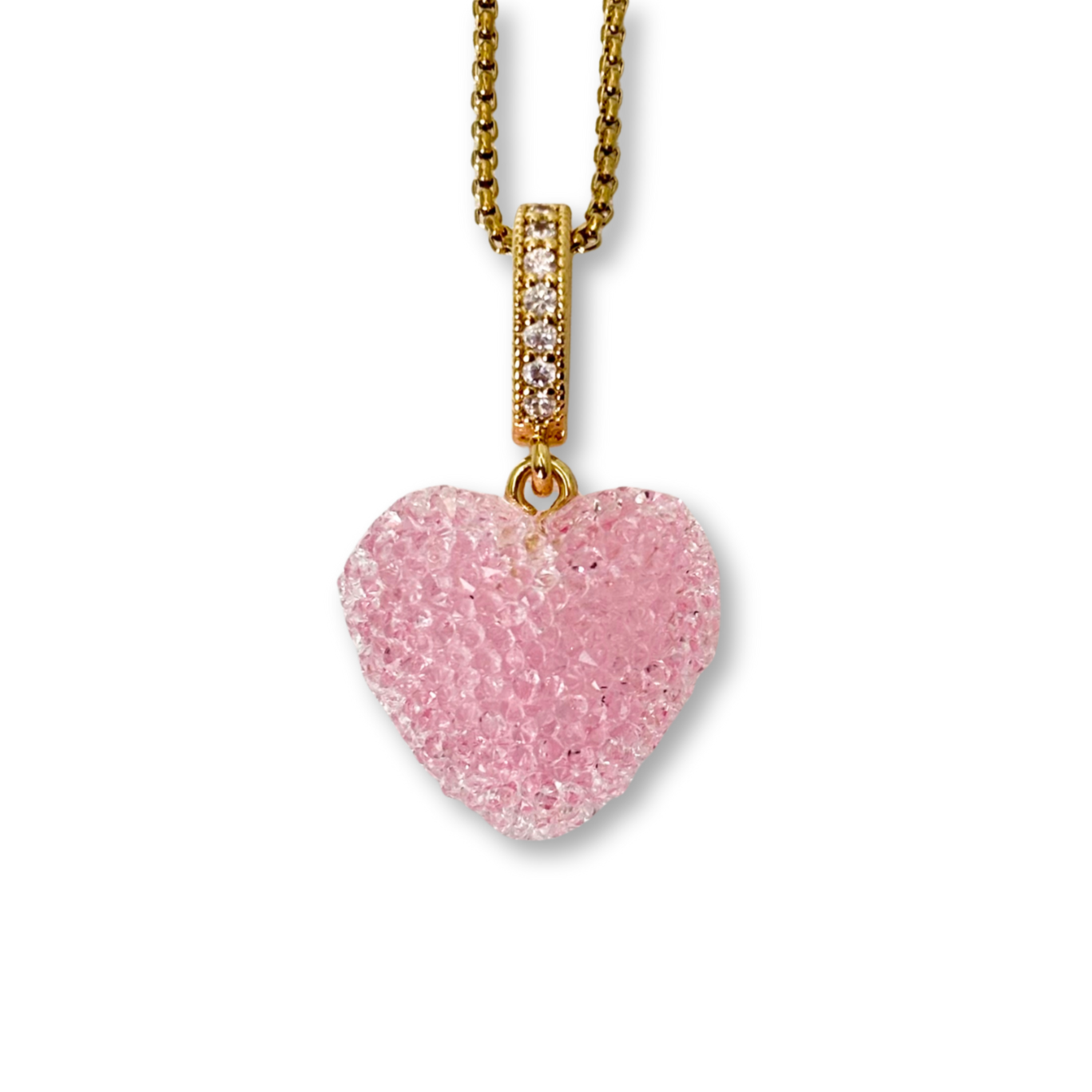 Jelly Heart Pendant with Chain in Light Pink