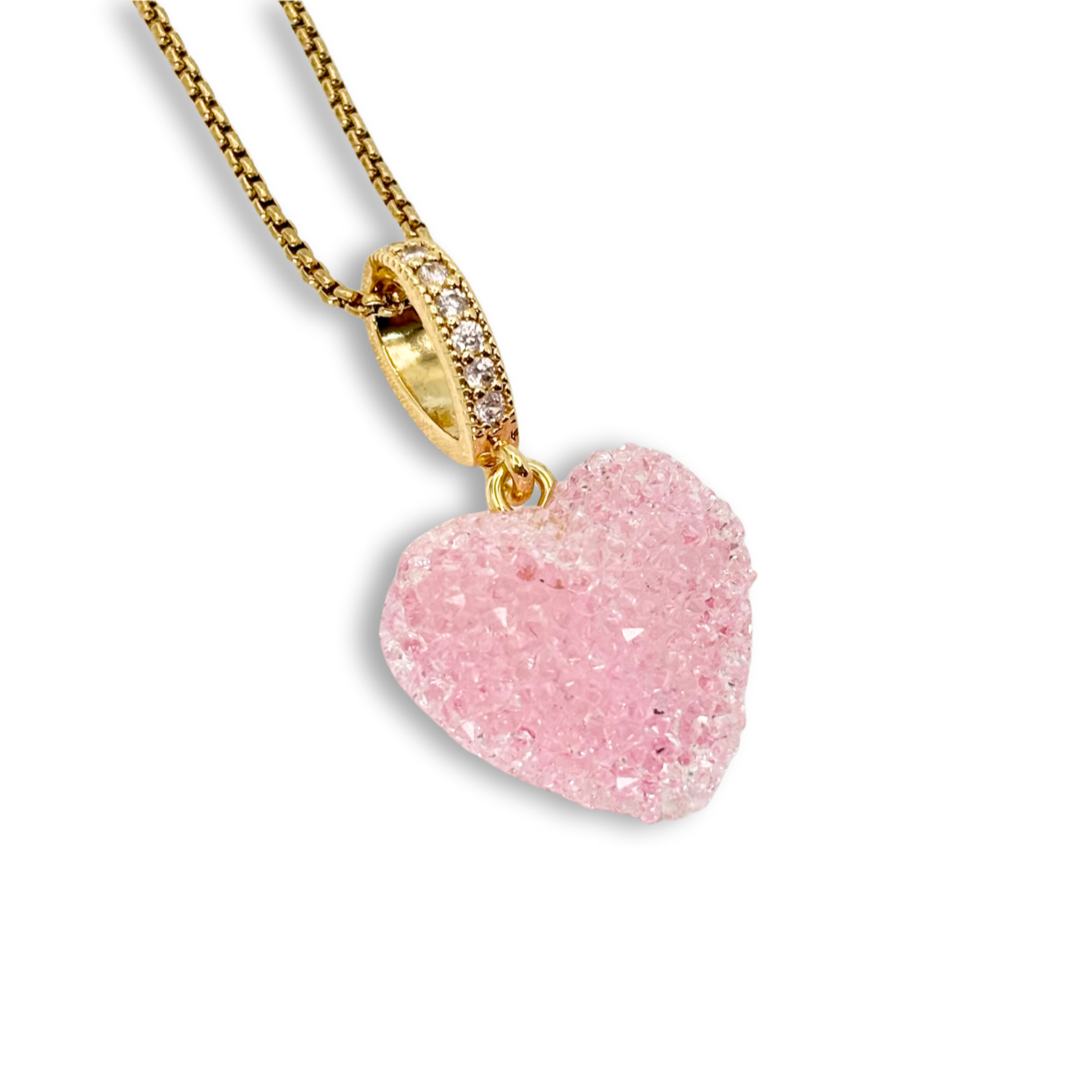 Jelly Heart Pendant with Chain in Light Pink