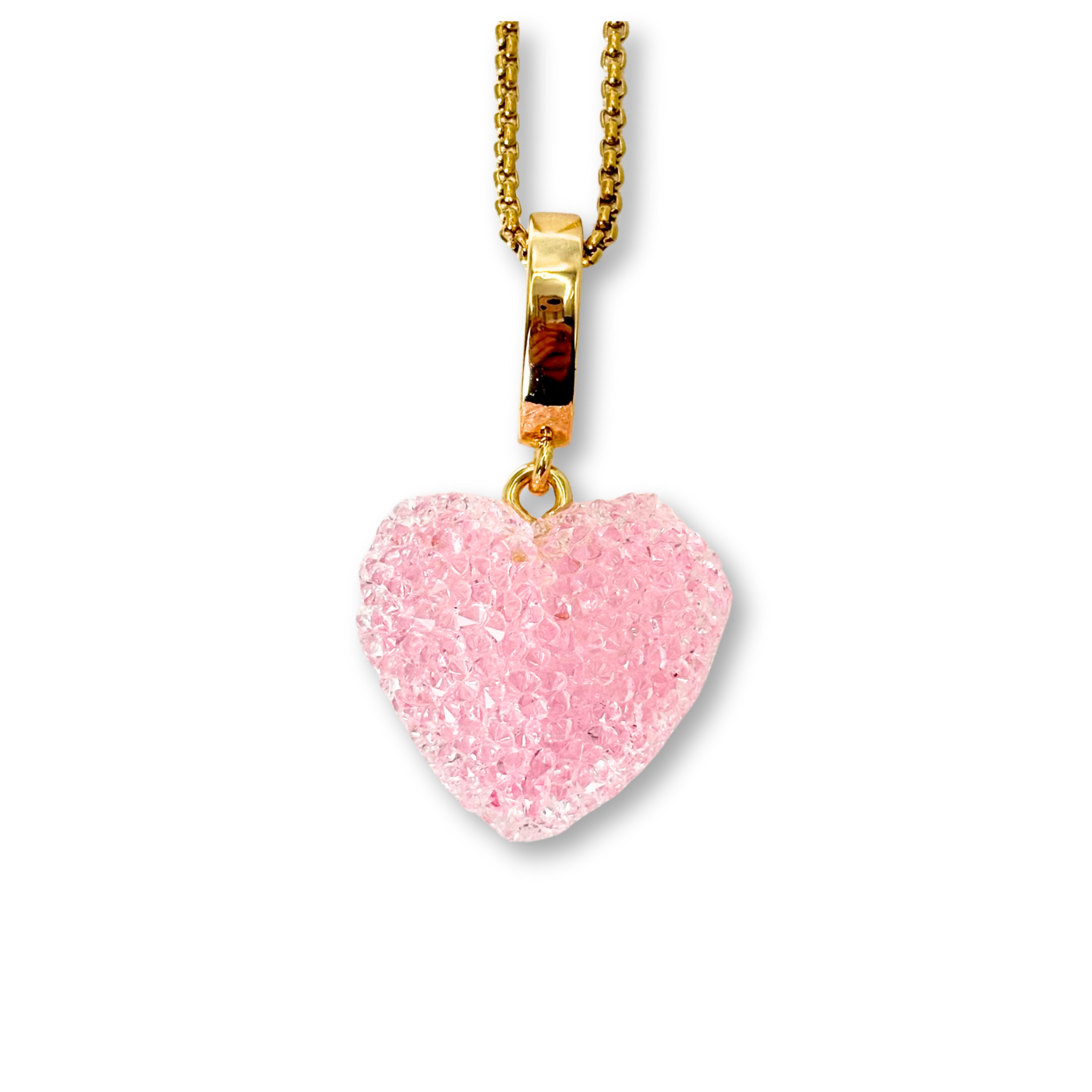 Jelly Heart Pendant with Chain in Light Pink