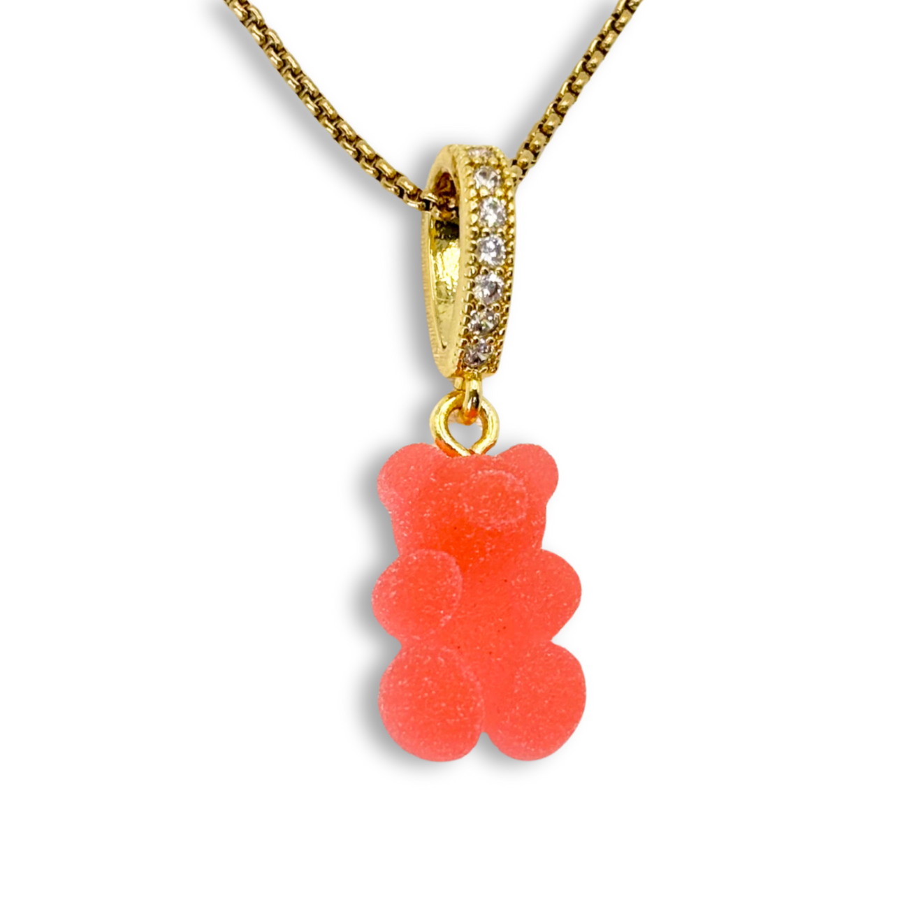 Gummy Bear Pendant with Chain in Strawberry
