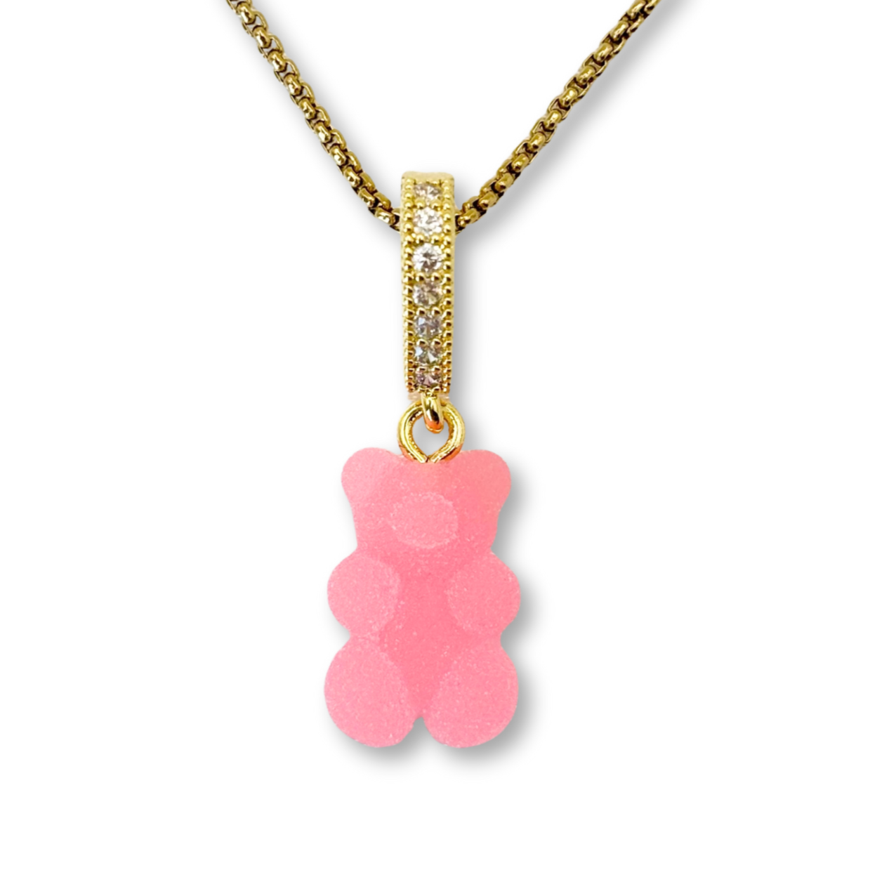 Gummy Bear Pendant with Chain in Candy Floss Pink