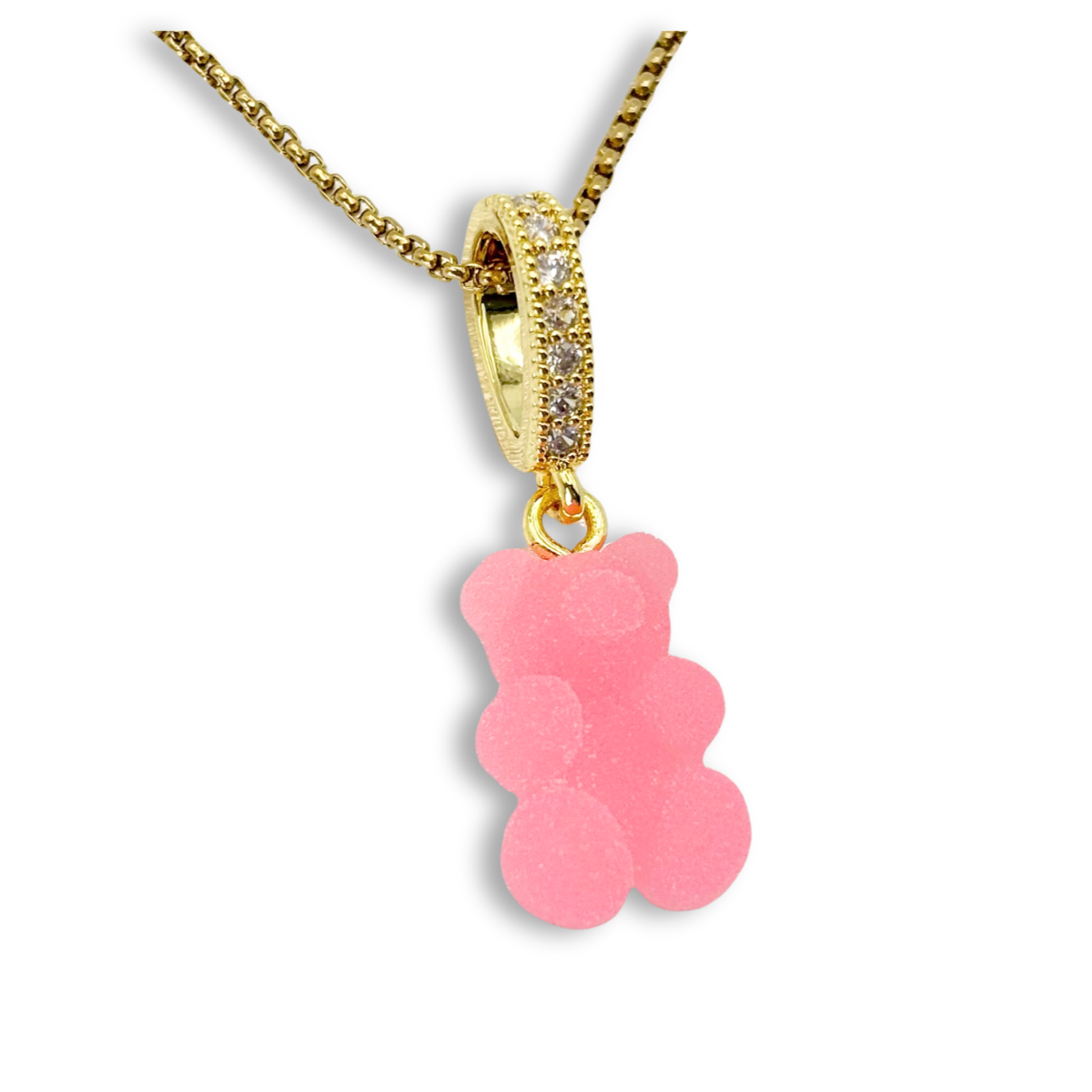 Gummy Bear Pendant with Chain in Candy Floss Pink