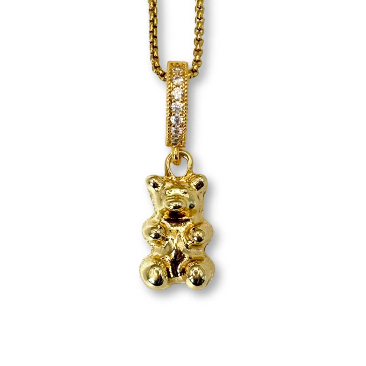 Golden Gummy Bear Pendant with Chain