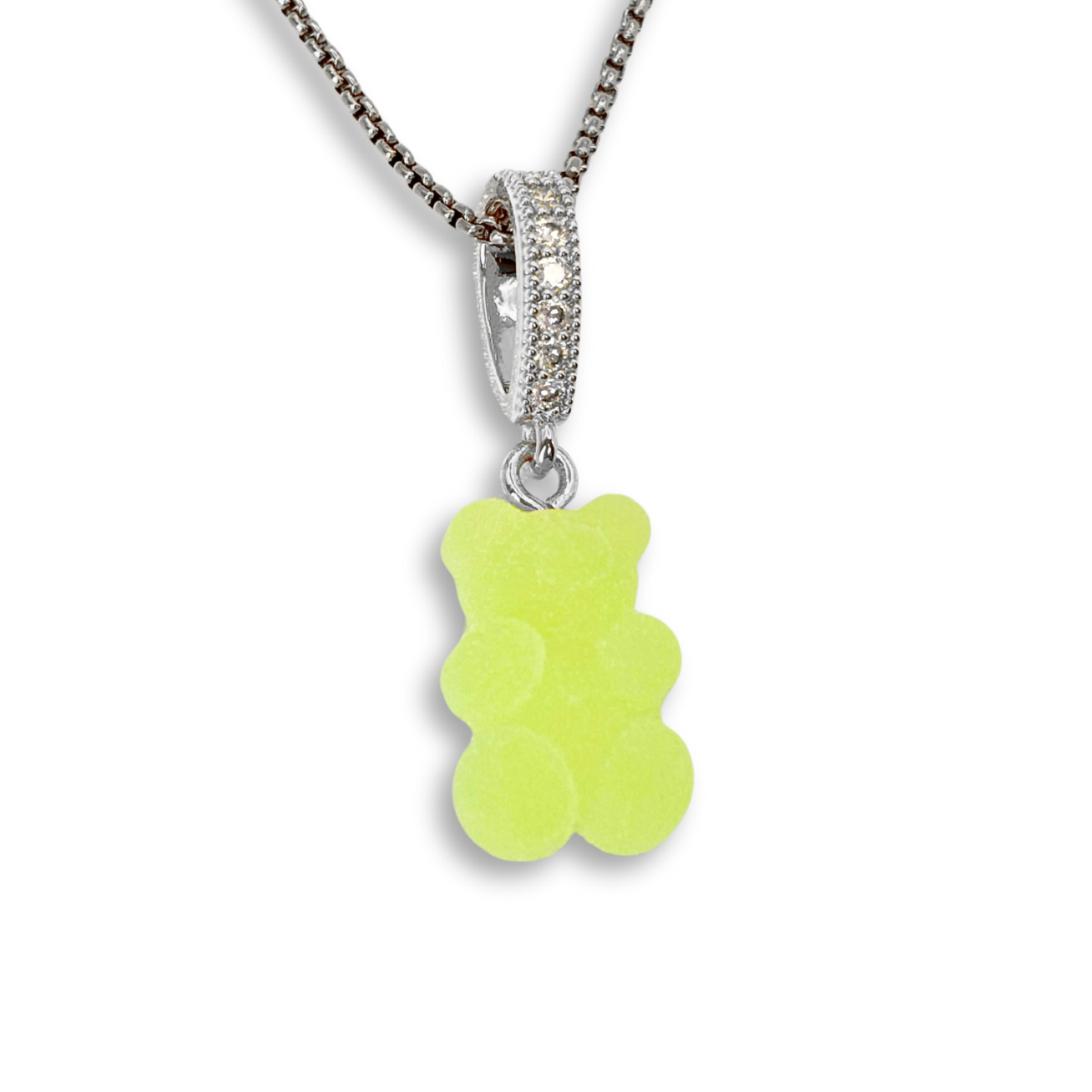 Gummy Bear Pendant with Chain, in Lime