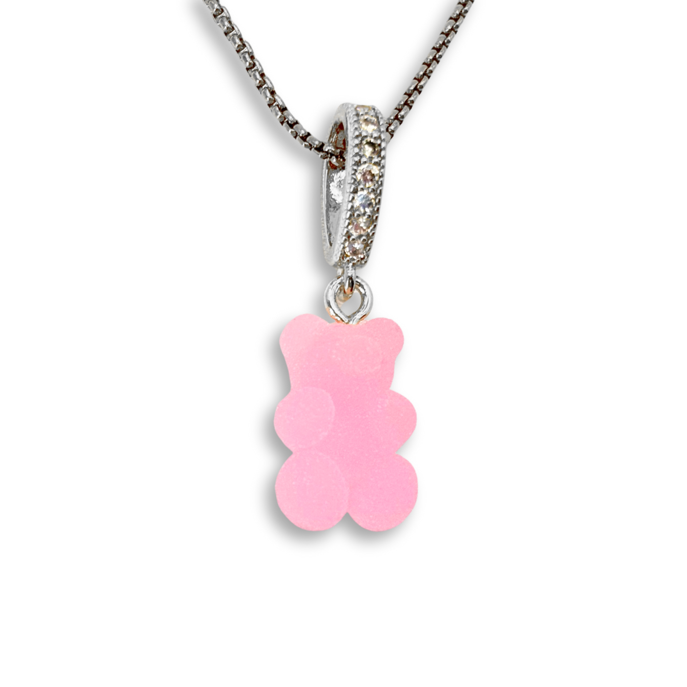 Gummy Bear Pendant with Chain in Bubblegum Pink