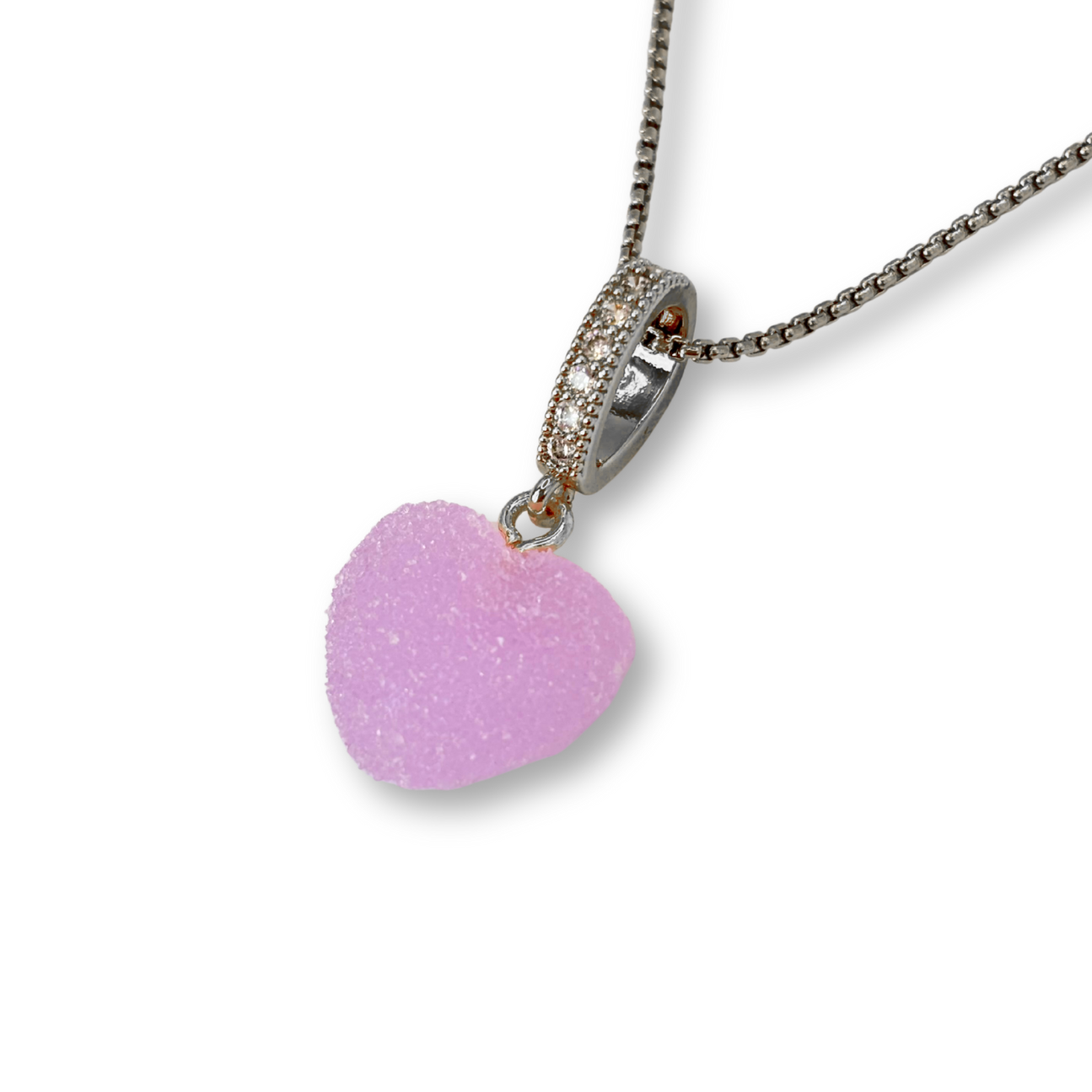 Sugar Heart Pendant with Chain, in Lavender