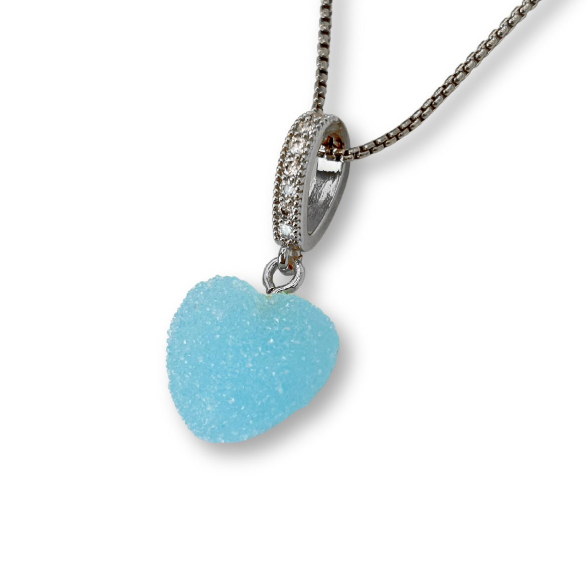 Sugar Heart Pendant with Chain, in Bubblegum Blue