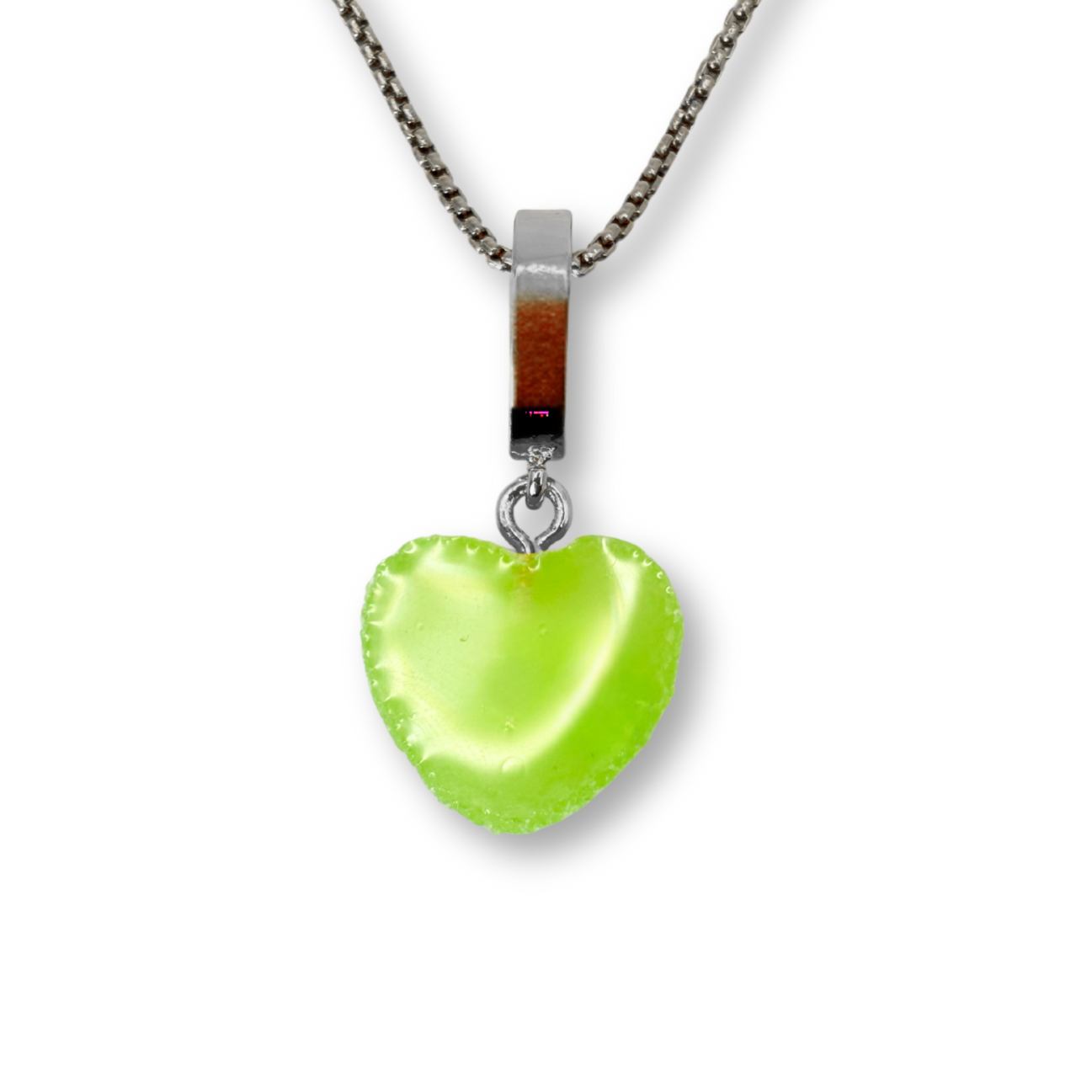 Sugar Heart Pendant with Chain, in Green Apple