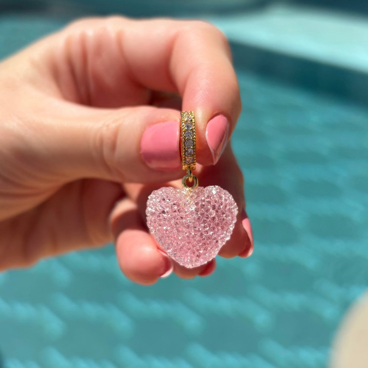 Jelly Heart Pendant with Chain in Light Pink