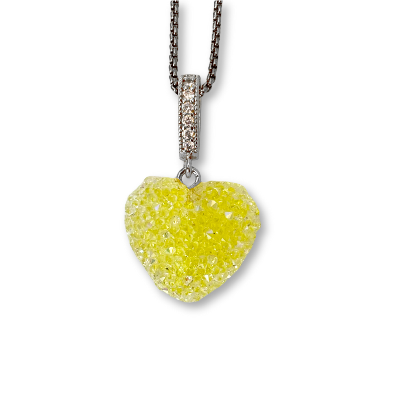 Jelly Heart Pendant with Chain in Yellow