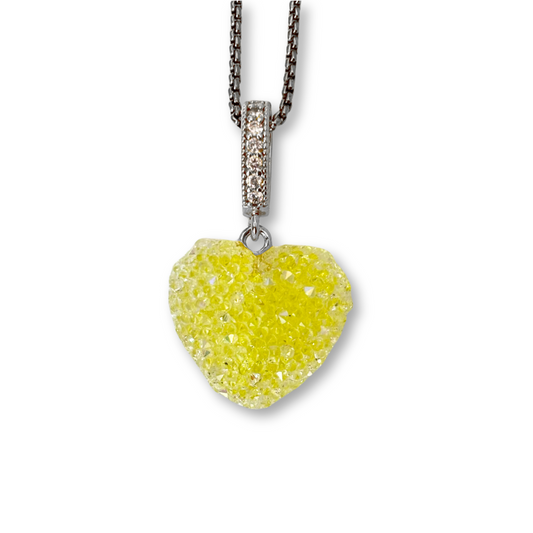 Jelly Heart Pendant with Chain in Yellow