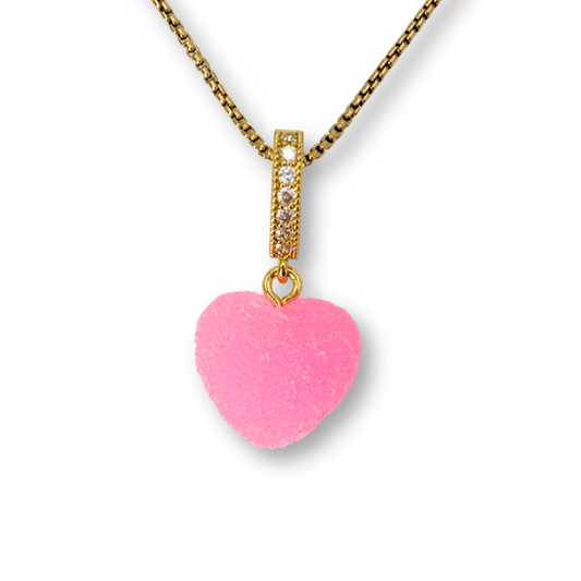 Sugar Heart Pendant with Chain, in Bubblegum Pink
