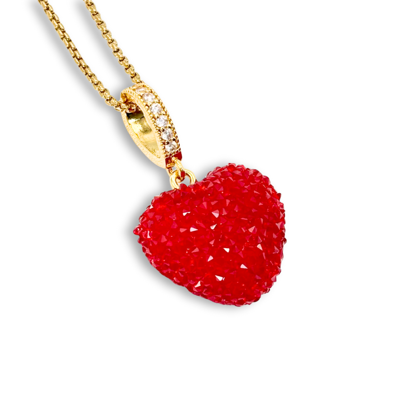 Jelly Heart Pendant with Chain in Red