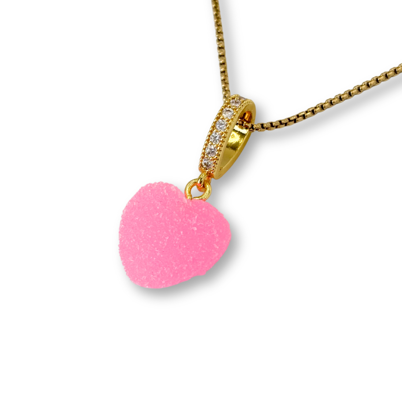 Sugar Heart Pendant with Chain, in Bubblegum Pink