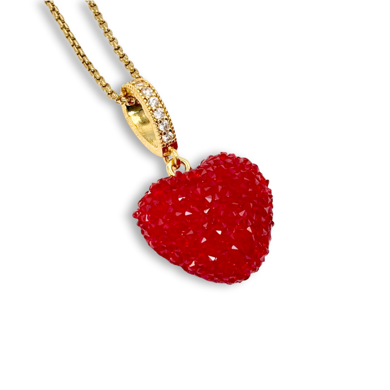 Jelly Heart Pendant with Chain in Red