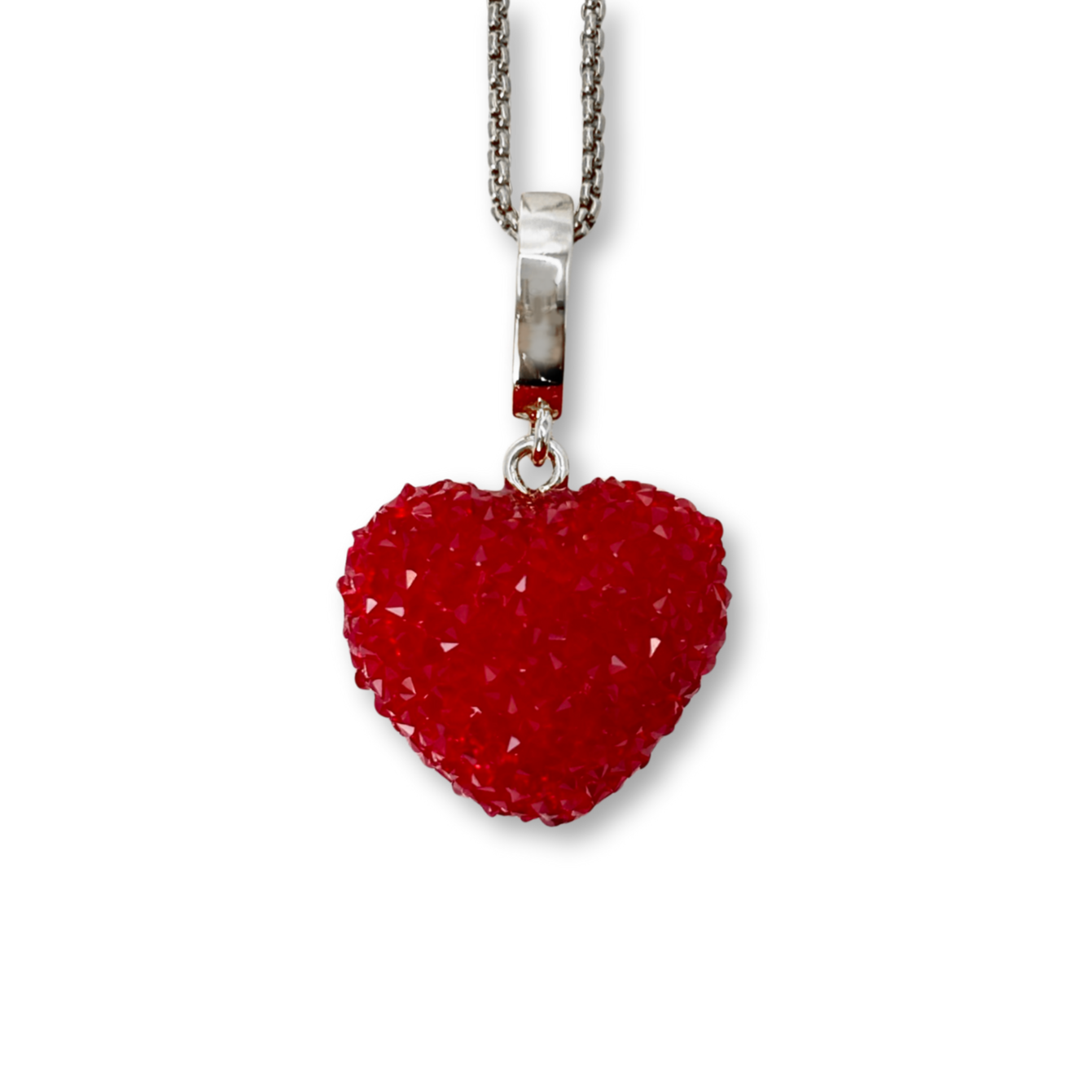 Jelly Heart Pendant with Chain in Red