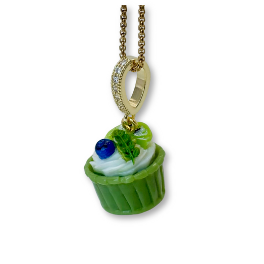 Kiwi and Blueberry Cupcake Pendant