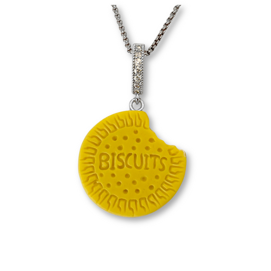 Nibbled Biscuit Pendant with Chain in Butterscotch Yellow