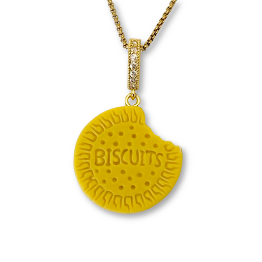 Nibbled Biscuit Pendant with Chain in Butterscotch Yellow