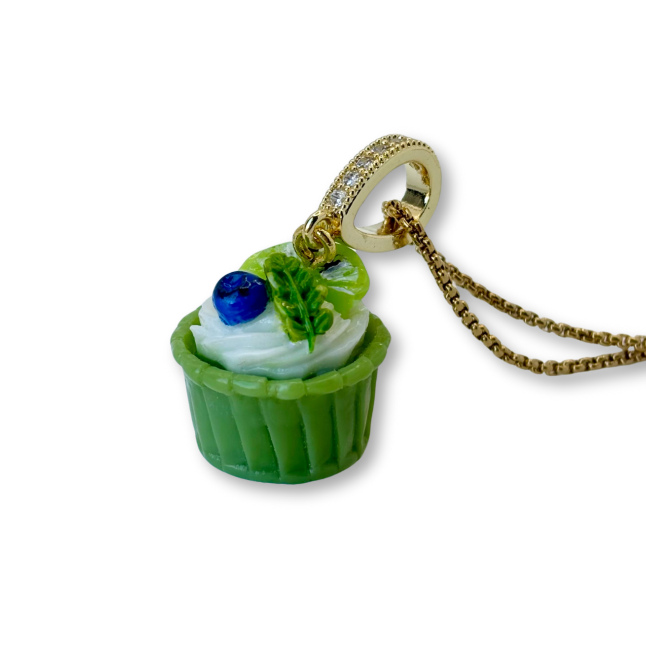 Kiwi and Blueberry Cupcake Pendant