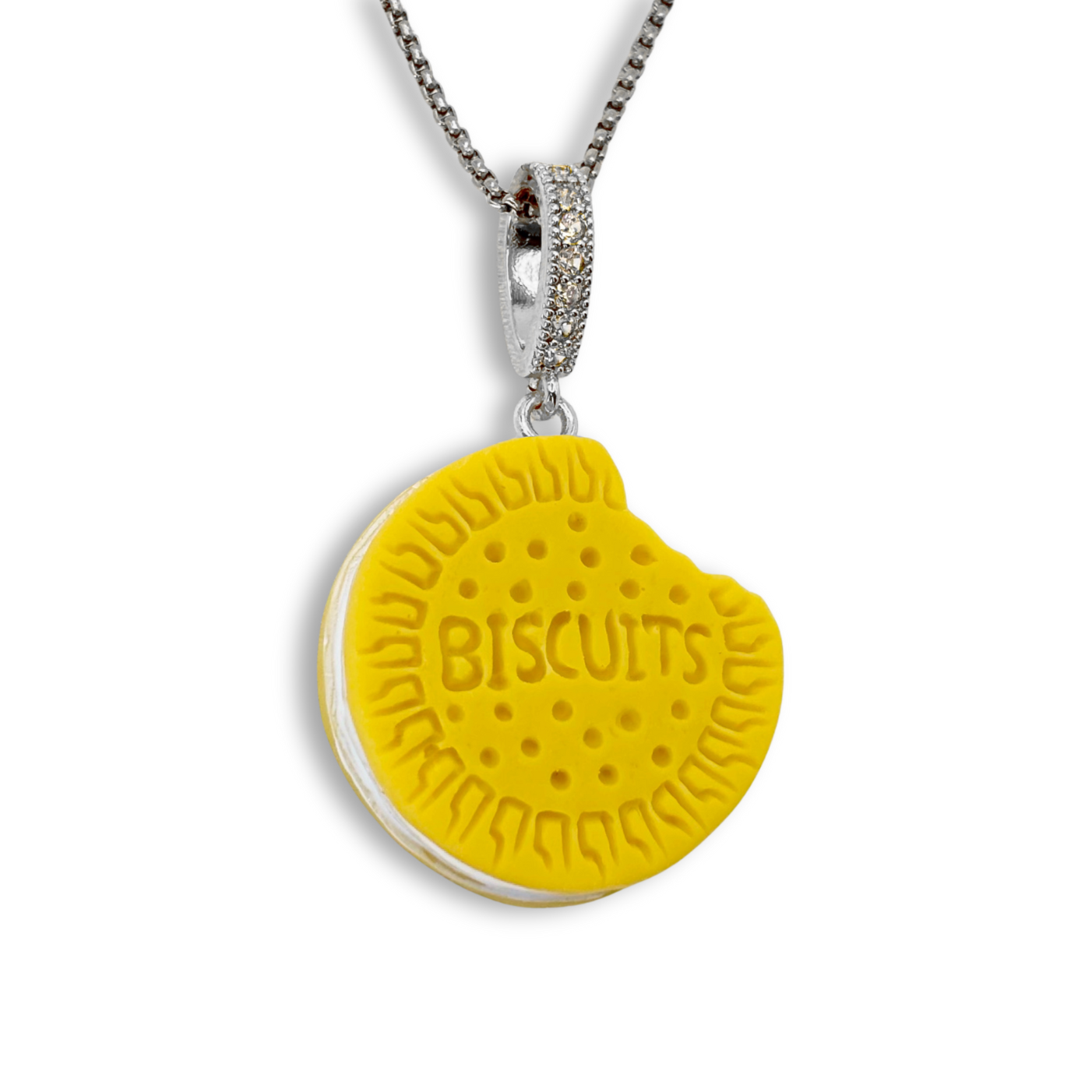 Nibbled Biscuit Pendant with Chain in Butterscotch Yellow