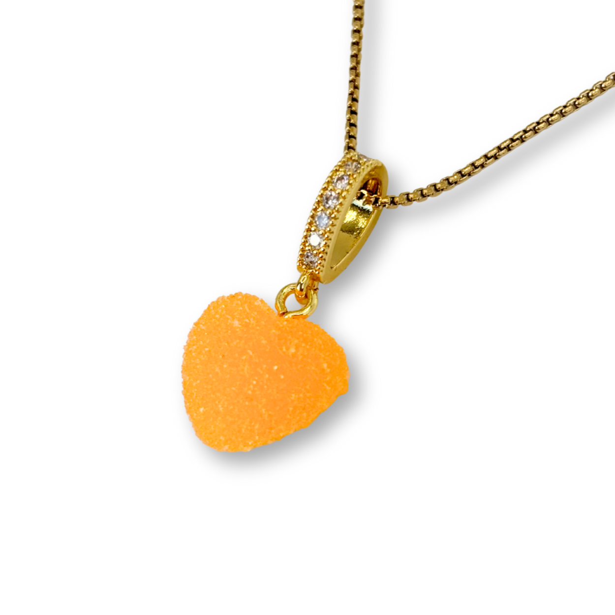 Sugar Heart Pendant with Chain, in Orange