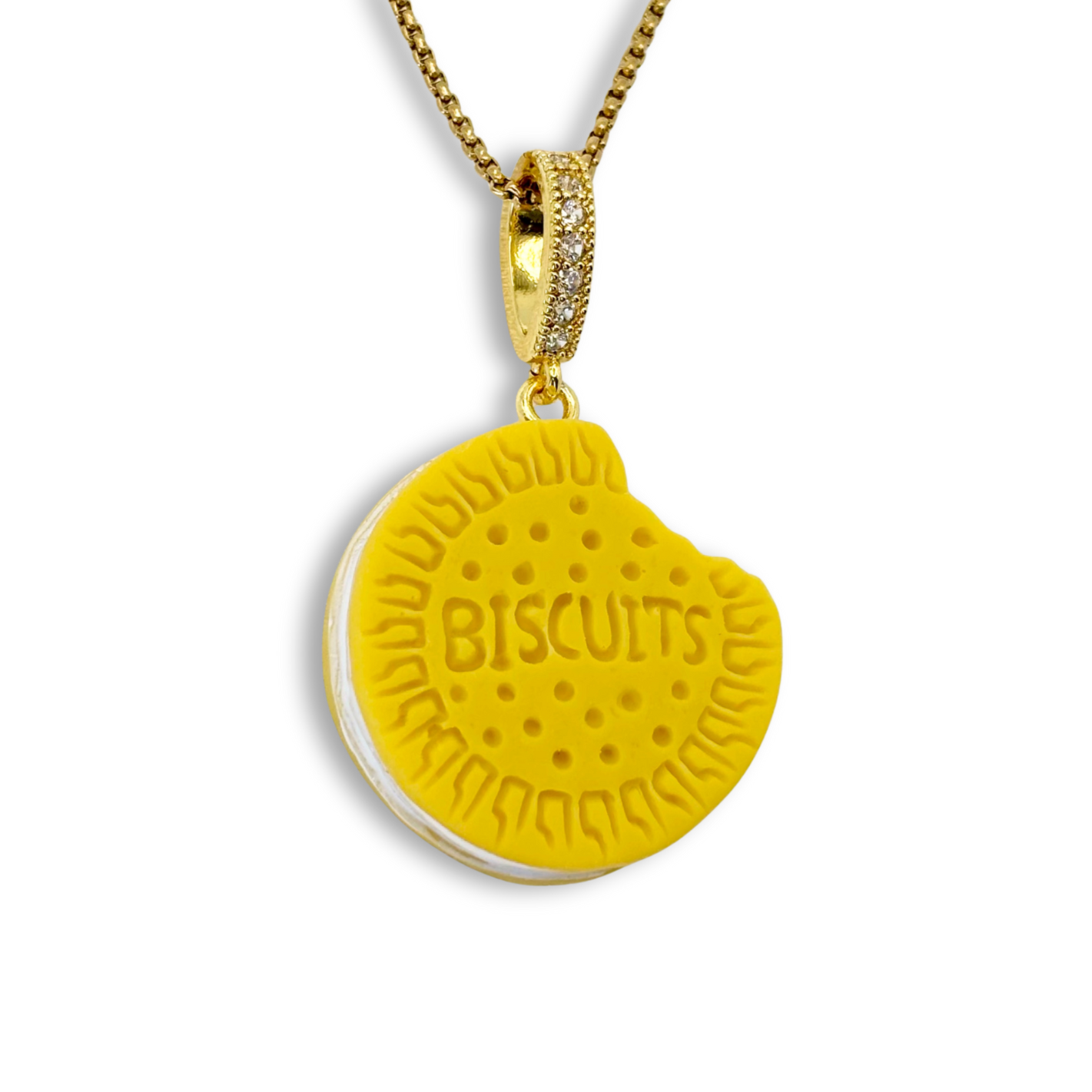 Nibbled Biscuit Pendant with Chain in Butterscotch Yellow