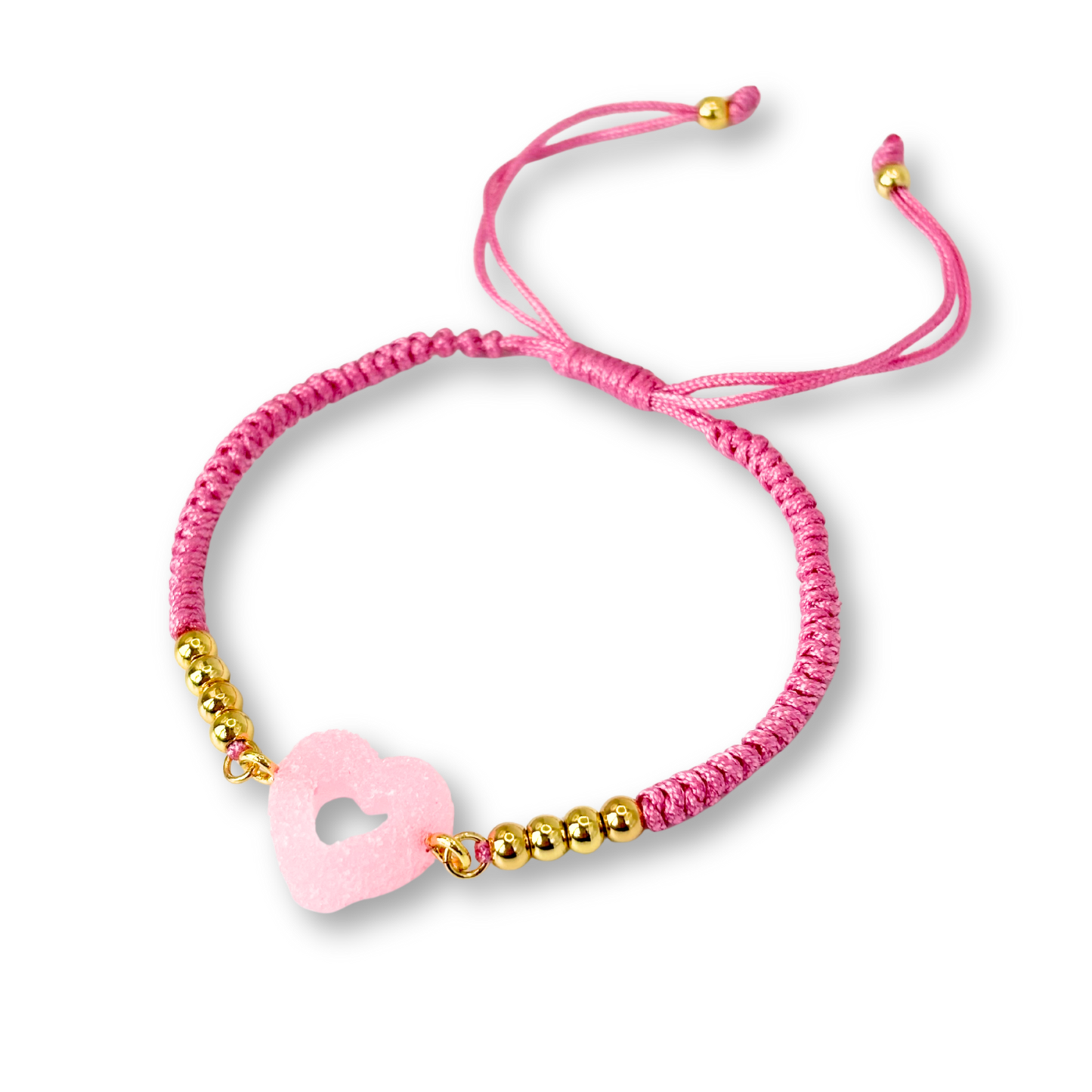 Sweetheart Macramé Bracelet in Bubblegum Pink