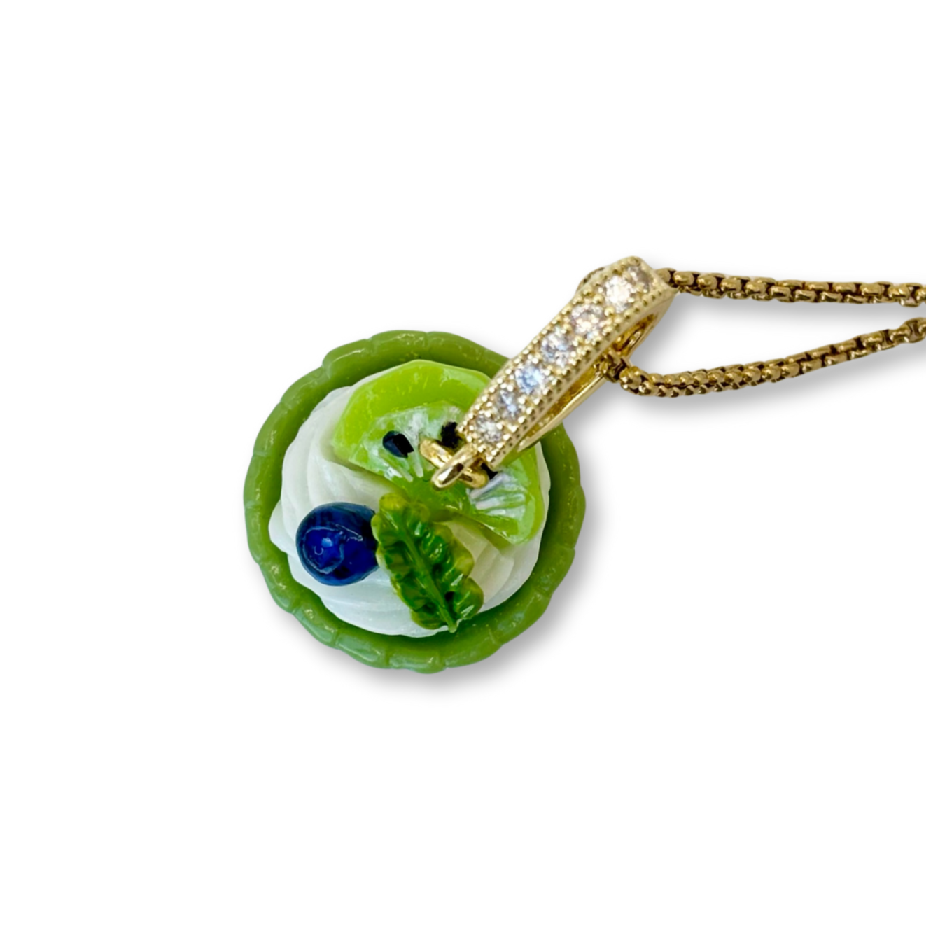 Kiwi and Blueberry Cupcake Pendant