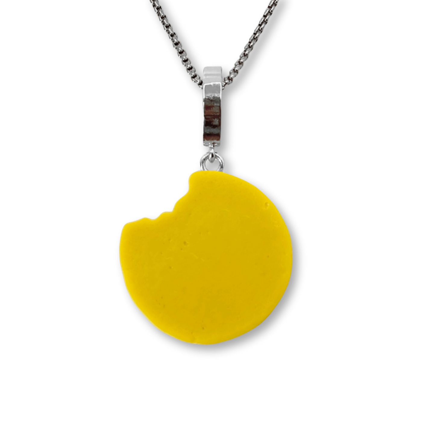 Nibbled Biscuit Pendant with Chain in Butterscotch Yellow