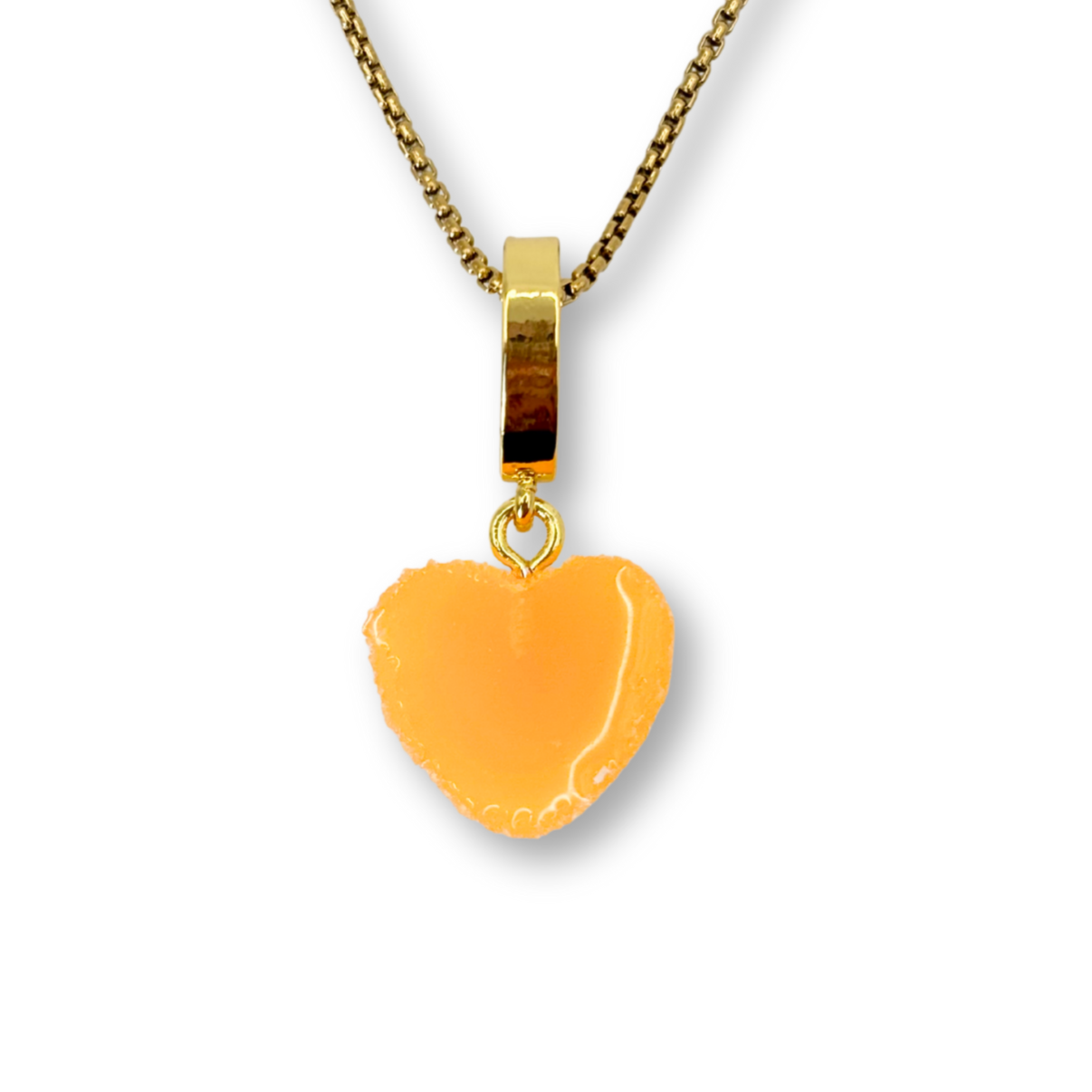 Sugar Heart Pendant with Chain, in Orange