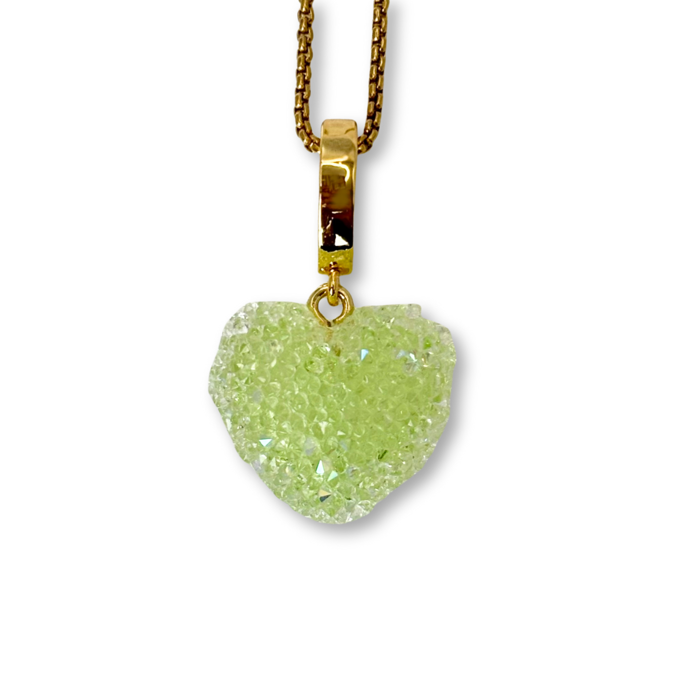 Jelly Heart Pendant with Chain in Lime Green