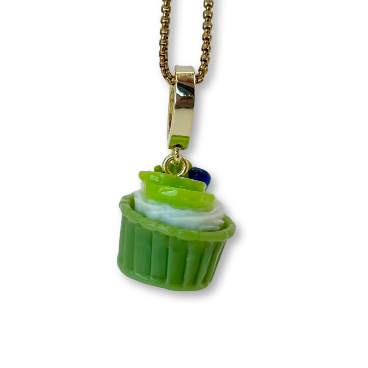 Kiwi and Blueberry Cupcake Pendant