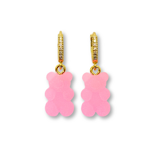 Gummy Bear Drop Earrings in Bubblegum Pink