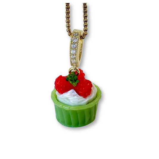 Raspberry Cream Cupcake Pendant